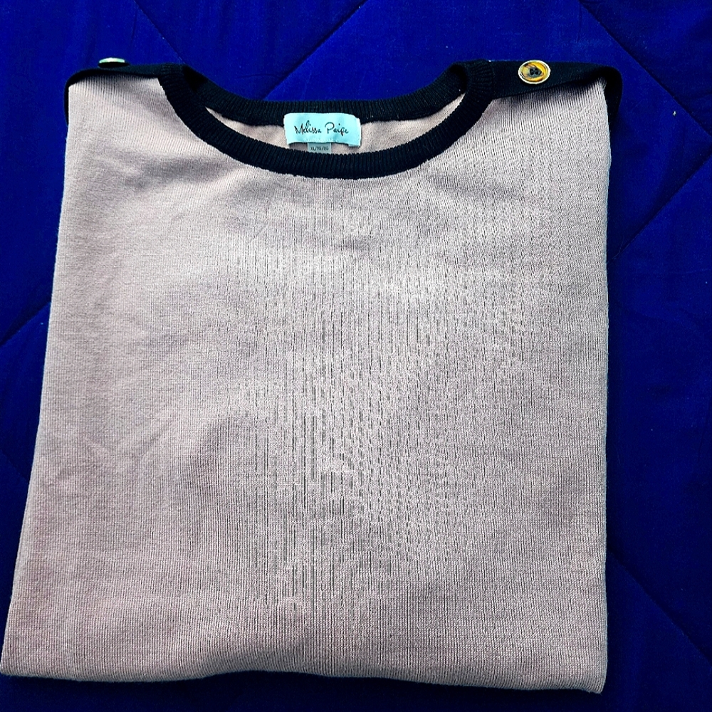 Melissa Paige Mauve Sweater with Black Trim (Macys)